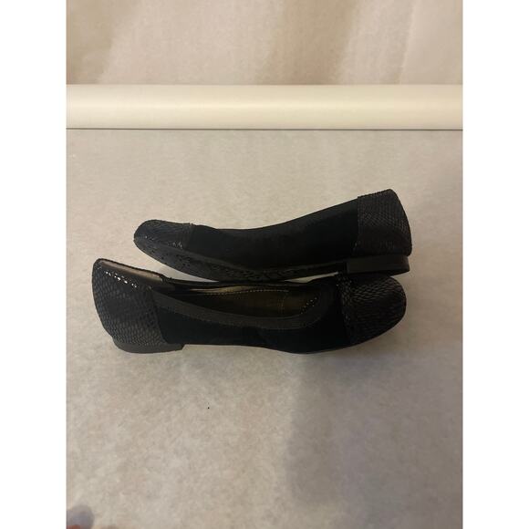Ros Hommerson Rosita Black Leather with Snake print Ballet Flat Size 7.5 women - Picture 6 of 10